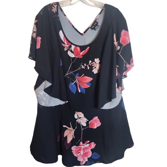 City Chic Floral Drape Sleeve Blouse, Size XL/22 - Picture 1 of 7